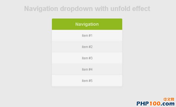 unfold effect dropdown menu